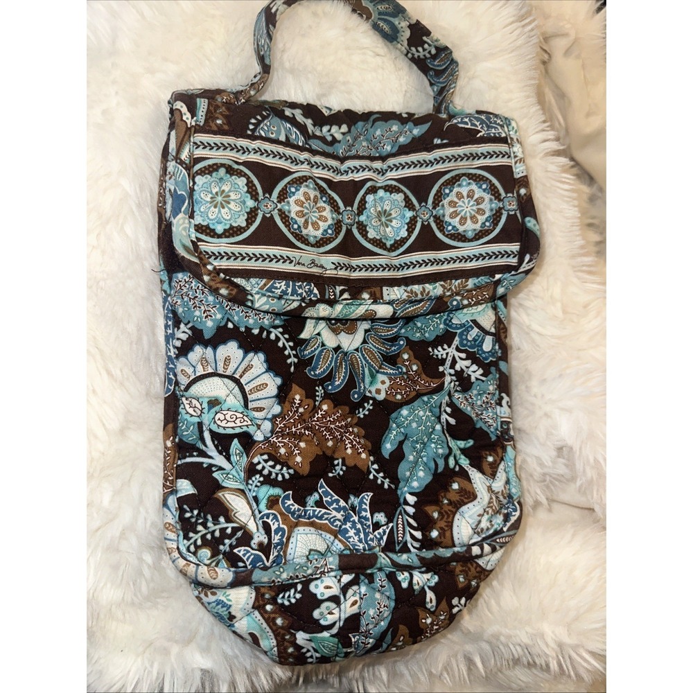Vera Bradley Out To Lunch Java Blue Bag Tote Retired EUC Blue Brown White Teal